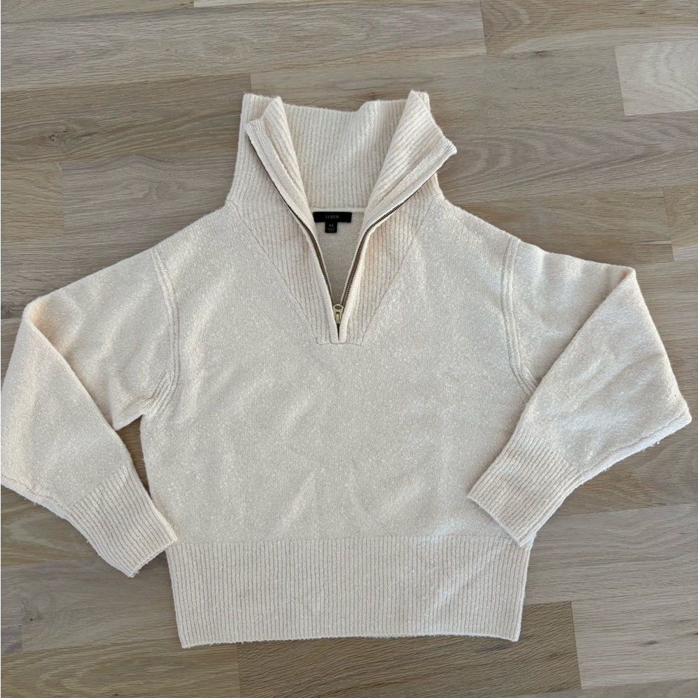 J. Crew Off-White Zip Collar Sweater